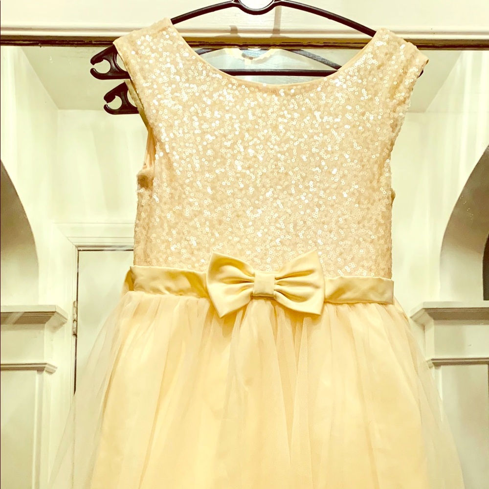 Zunie yellow girls dress/ sequins tulle Sz 14